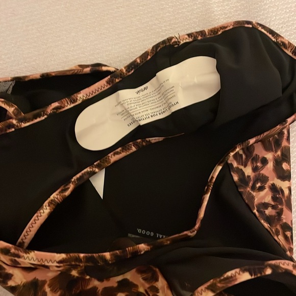 Aerie womens bikini bottom medium Animal Print High Cut cheeky black tan NWT - Picture 7 of 9